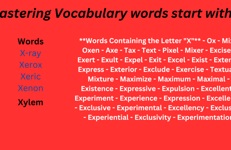 Mastering Vocabulary words start with X
