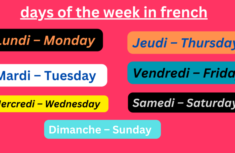 days of the week in french