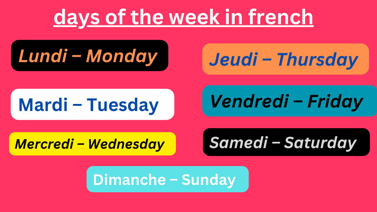 days of the week in french